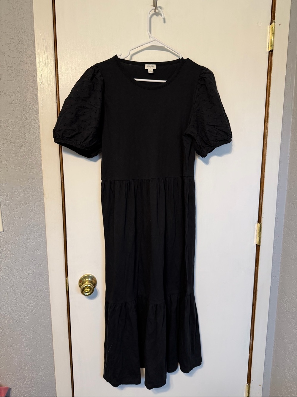 J. Crew Black Puff-Sleeve Maxi Dress